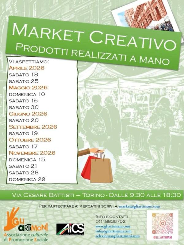 Tornano i Mercatini di creazioni fatte a mano in Via Cesare Battisti Torino