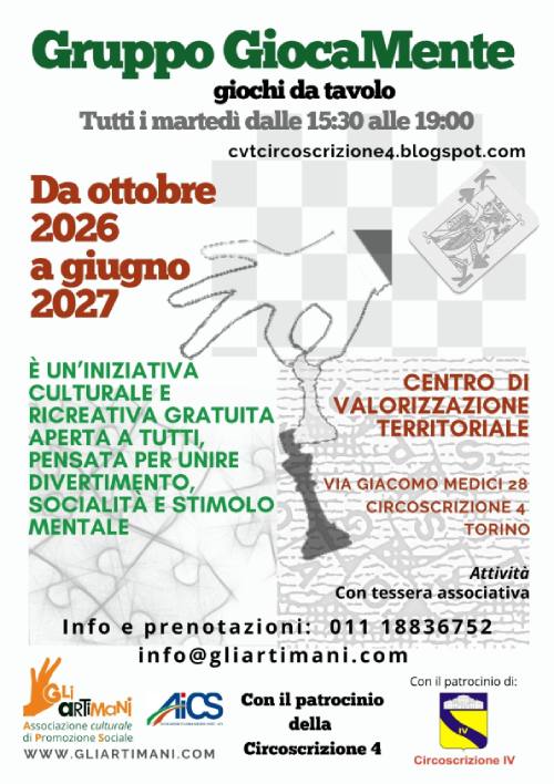 Gruppo GiocaMente al CVT Circoscrizione 4 Torino: giochi da tavolo